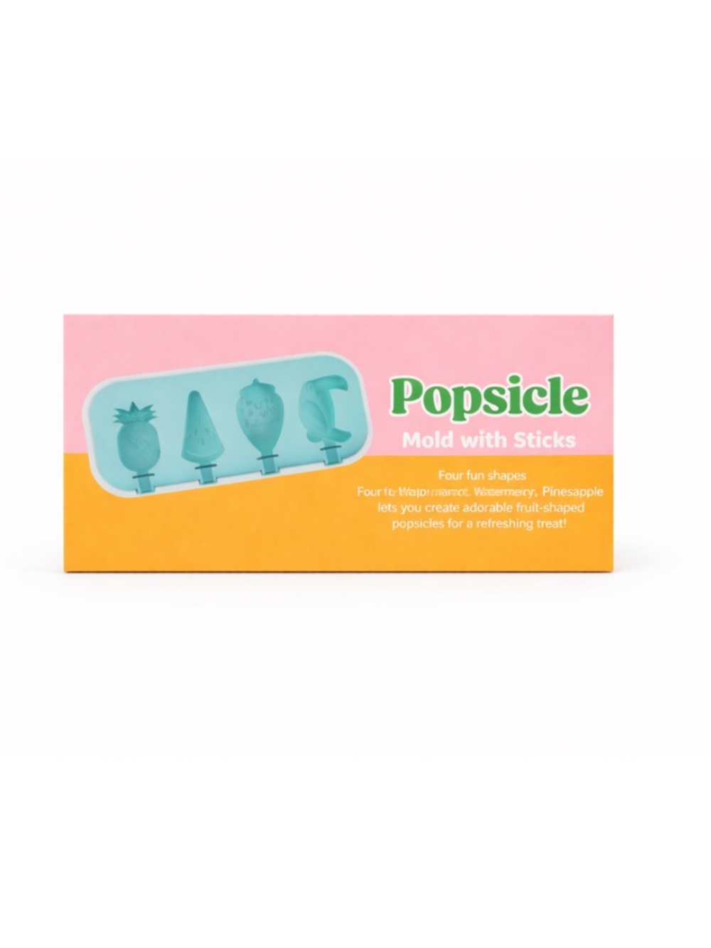Silicone Fruit Popsicle Mold 4-in-1 Ice Pop Maker w/ Sticks NIB
